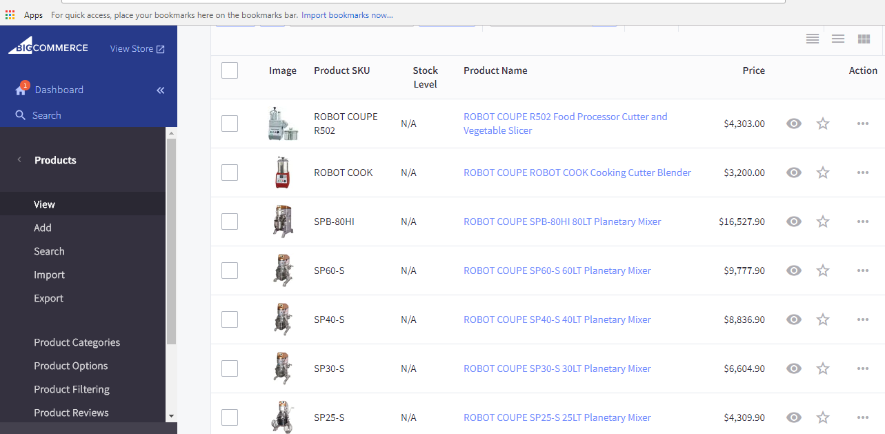 Products upload